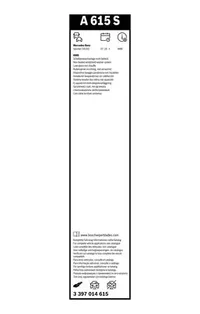 Bosch Aerotwin wiper blade set A 615 S pack label with vehicle list