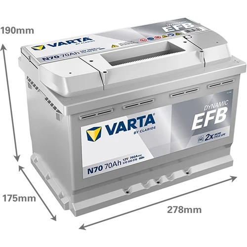 Varta Dynamic EFB 570500076 batteri, etikett foran