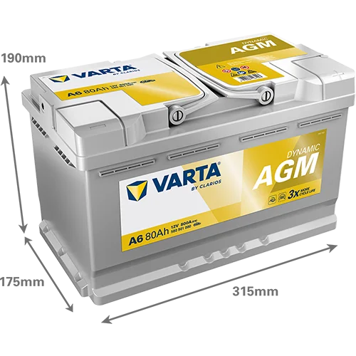 Varta Dynamic AGM 580901080 battery, front label