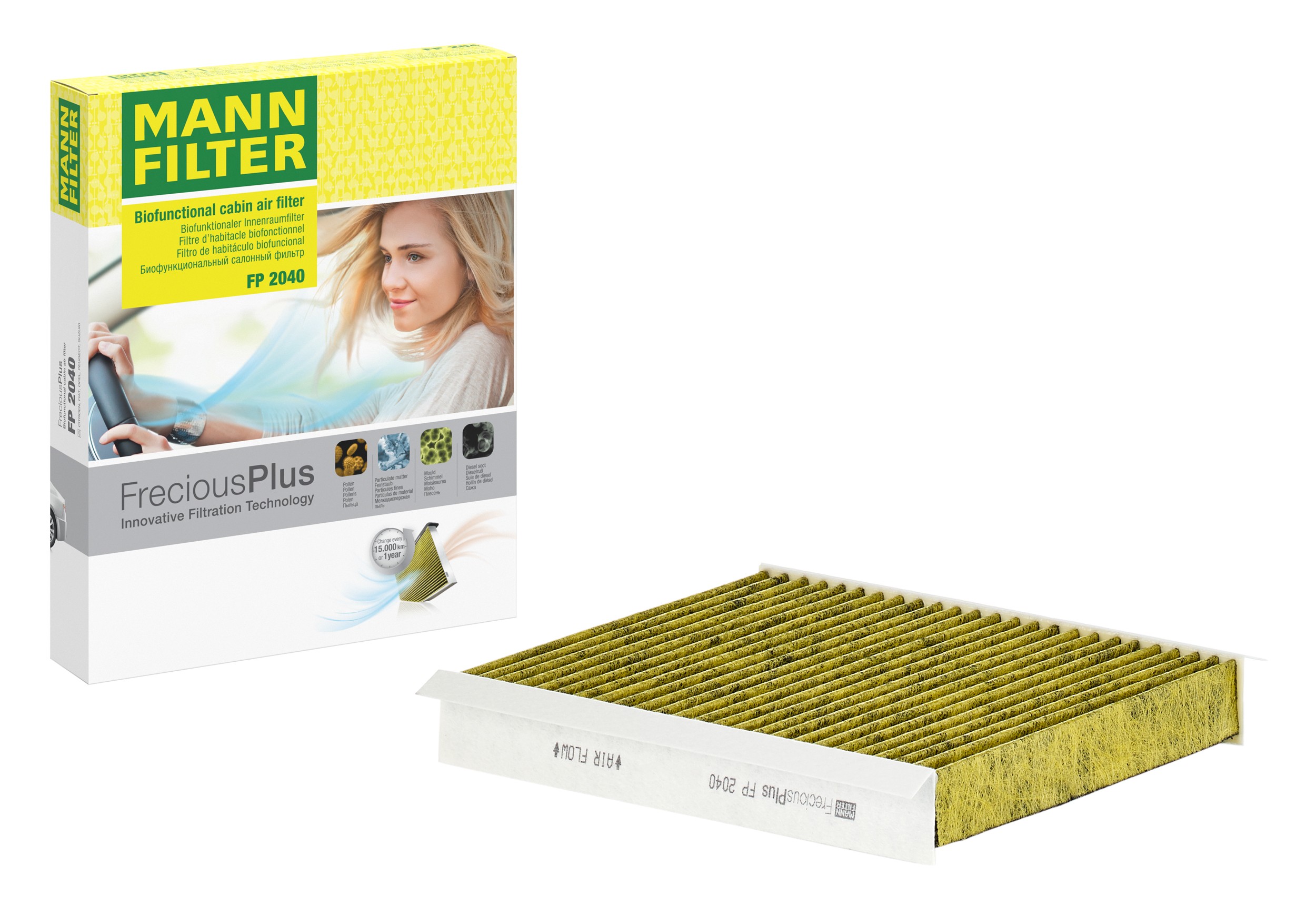 MANN-FILTER FP 2040 FreciousPlus cabin filter with its box