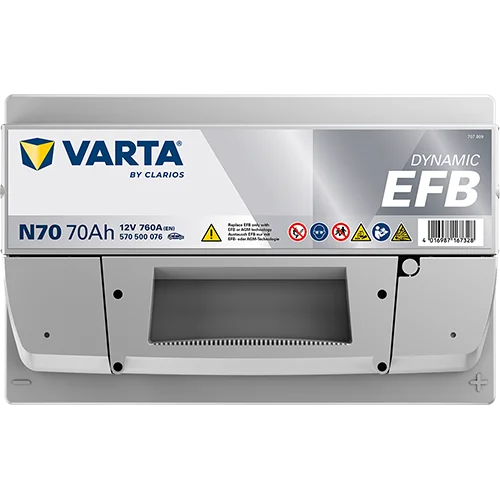 Varta Dynamic EFB 570500076 batteri, annen vinkel
