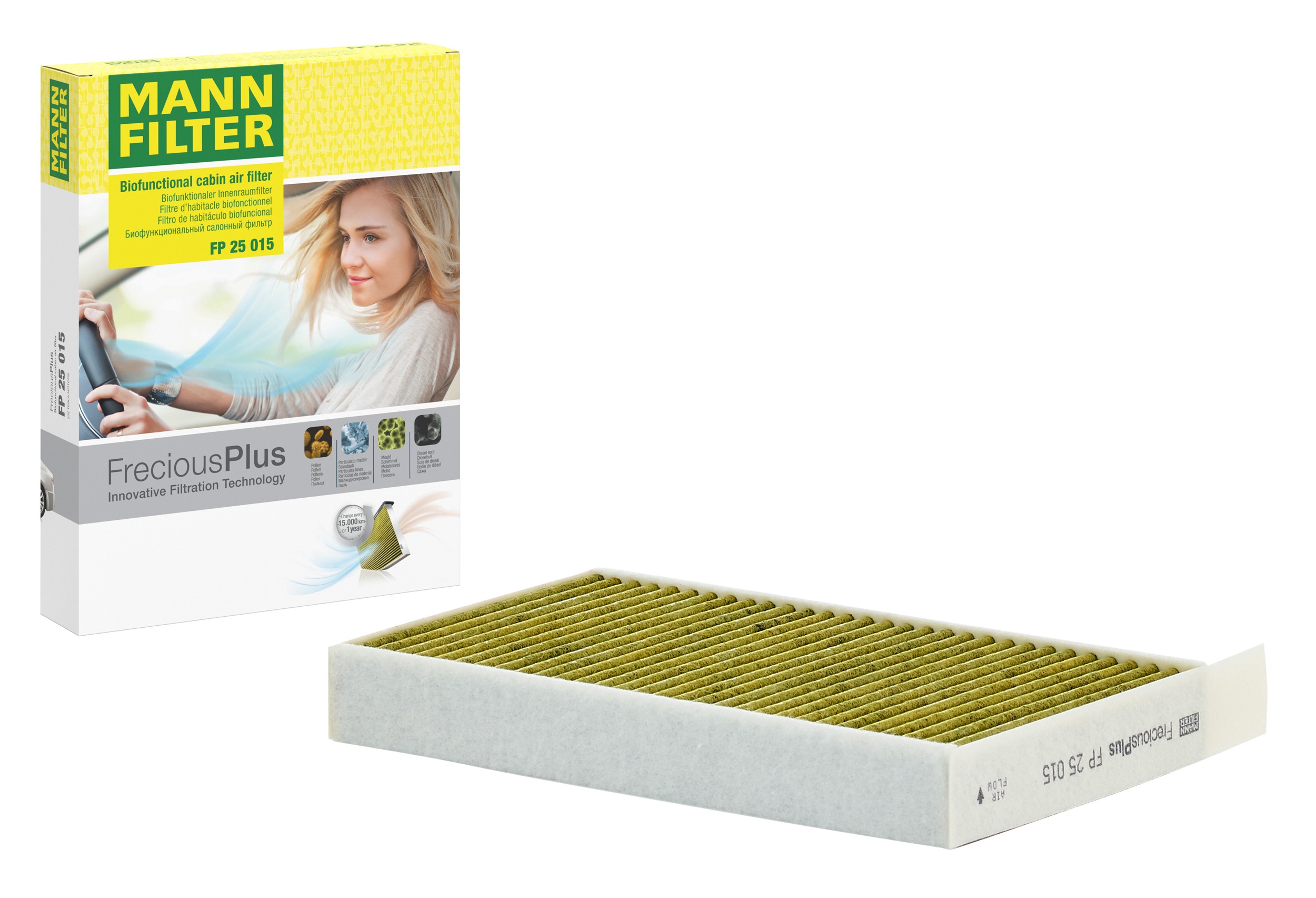 MANN-FILTER FP 25 015 FreciousPlus cabin filter with its box