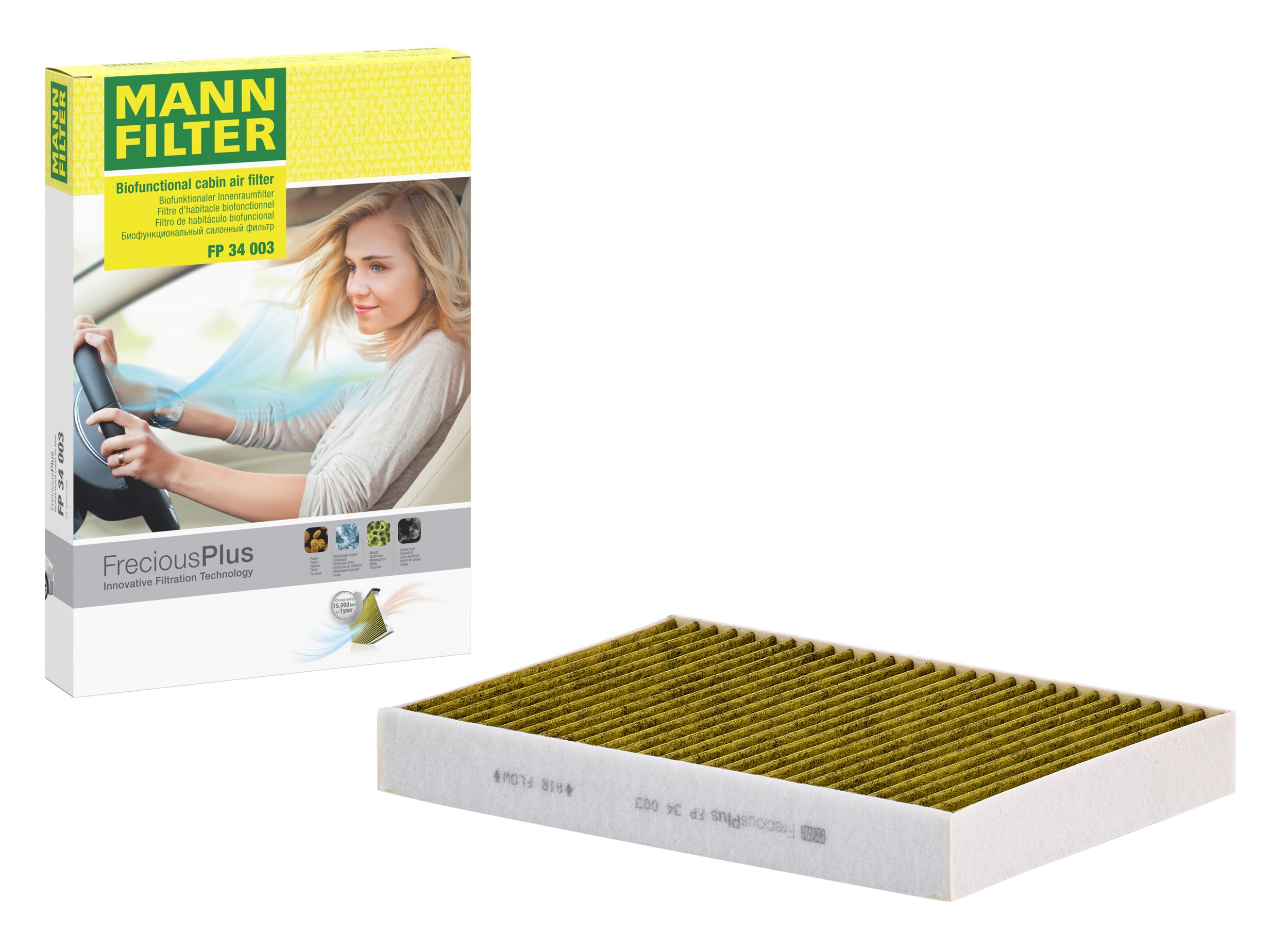 MANN-FILTER FP 34 003 FreciousPlus cabin filter with its box