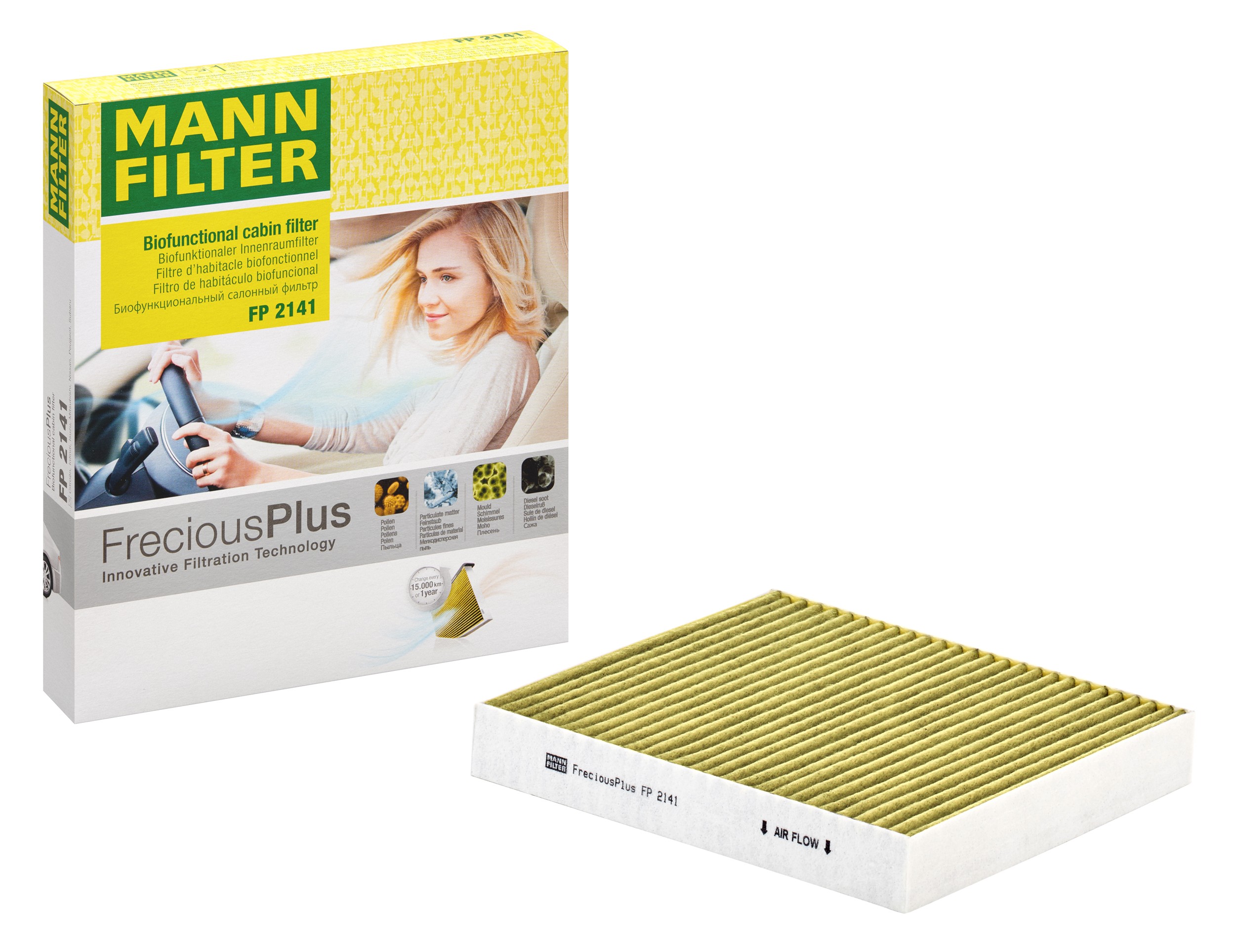 MANN-FILTER FP 2141 FreciousPlus cabin filter with its box