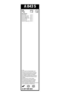 Bosch Aerotwin wiper blade set A 843 S pack label with vehicle list
