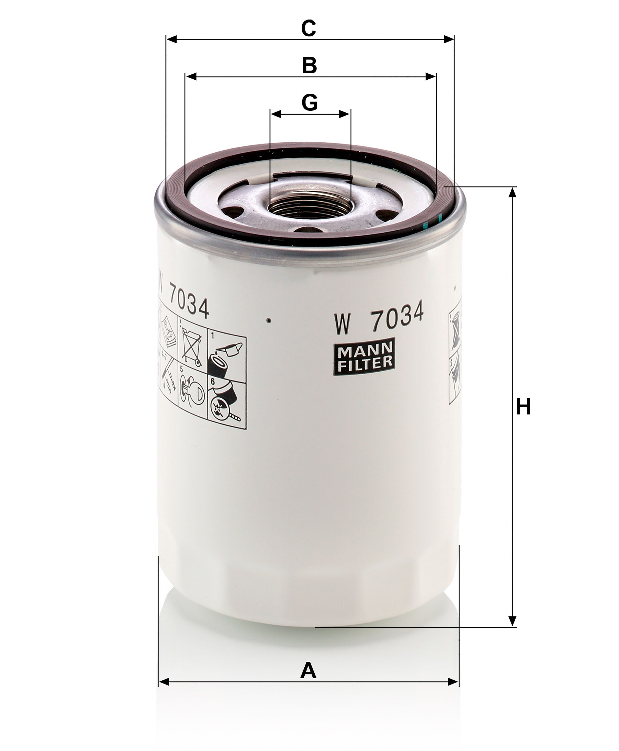 Dimension drawing of MANN-FILTER W 7034