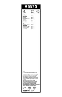 Bosch Aerotwin wiper blade set A 557 S pack label with vehicle list