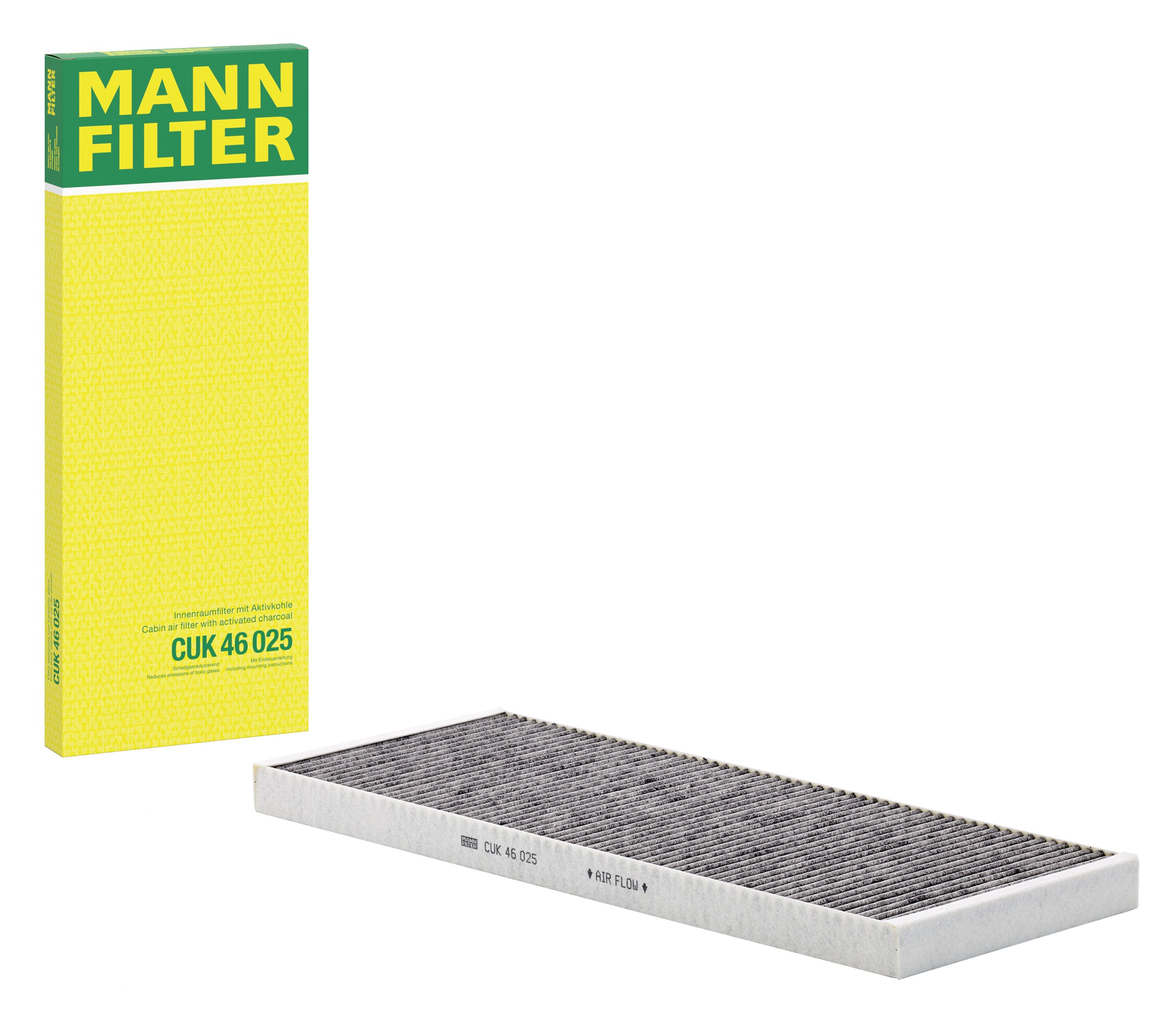 MANN-FILTER CUK 46 025 activated carbon cabin filter with its box