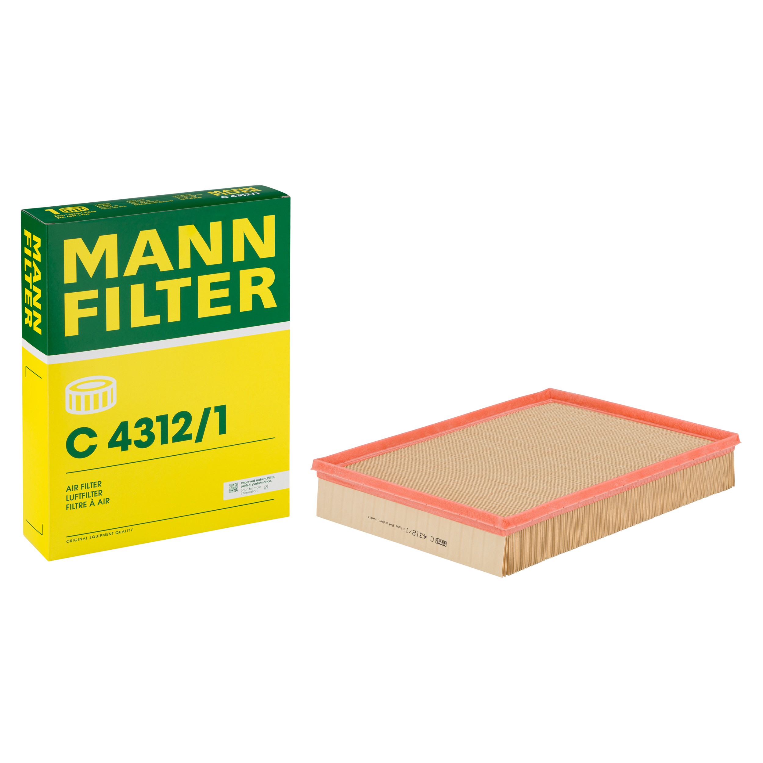 MANN-FILTER C 4312/1 air filter with its box
