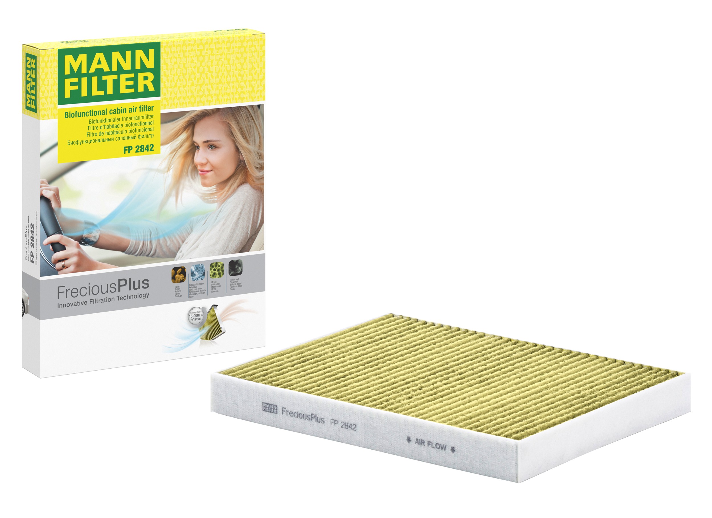 MANN-FILTER FP 2842 FreciousPlus cabin filter with its box