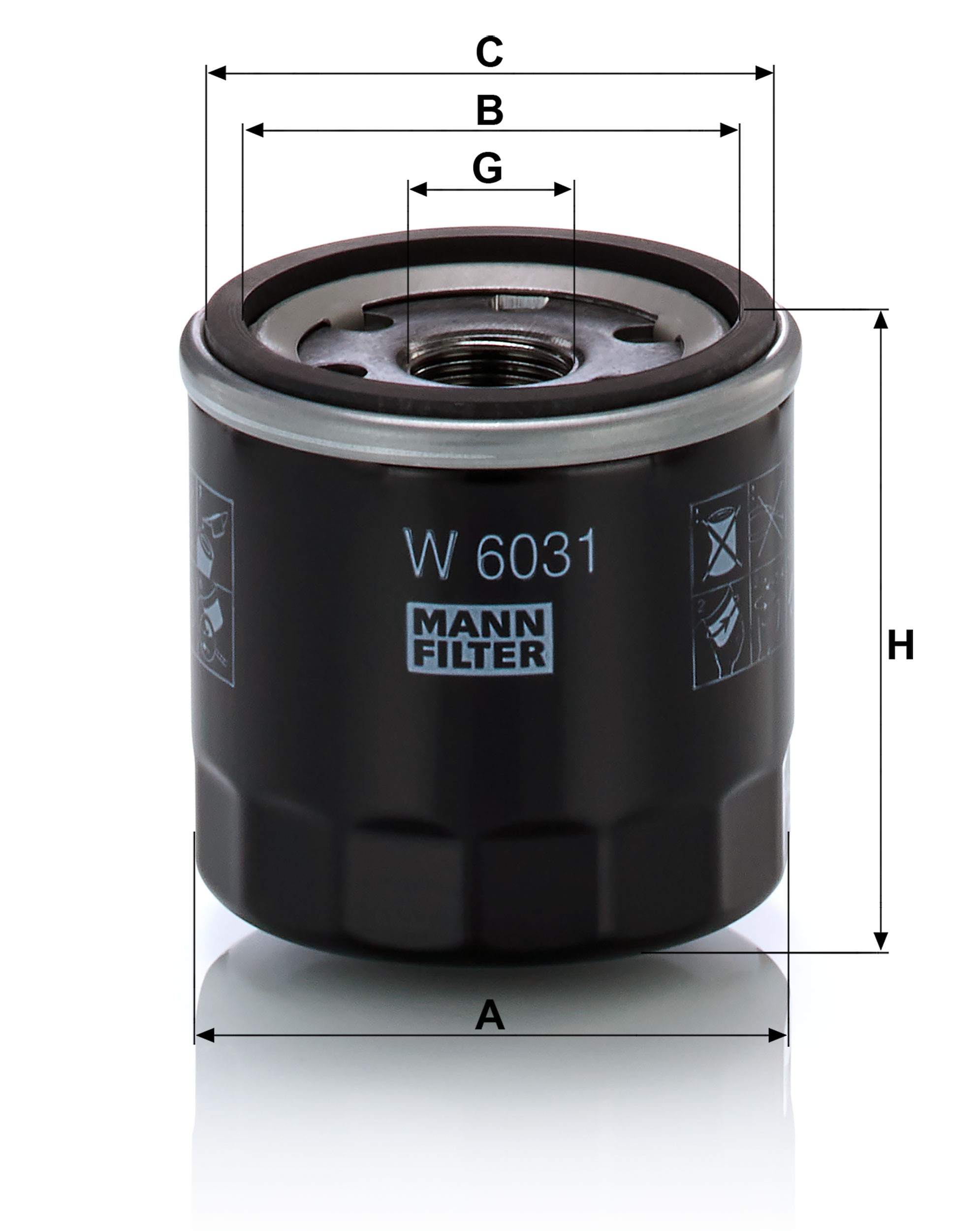 Dimension drawing of MANN-FILTER W 6031