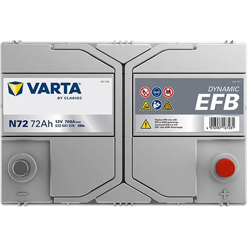 Varta Dynamic EFB 572501076 battery, alternate view