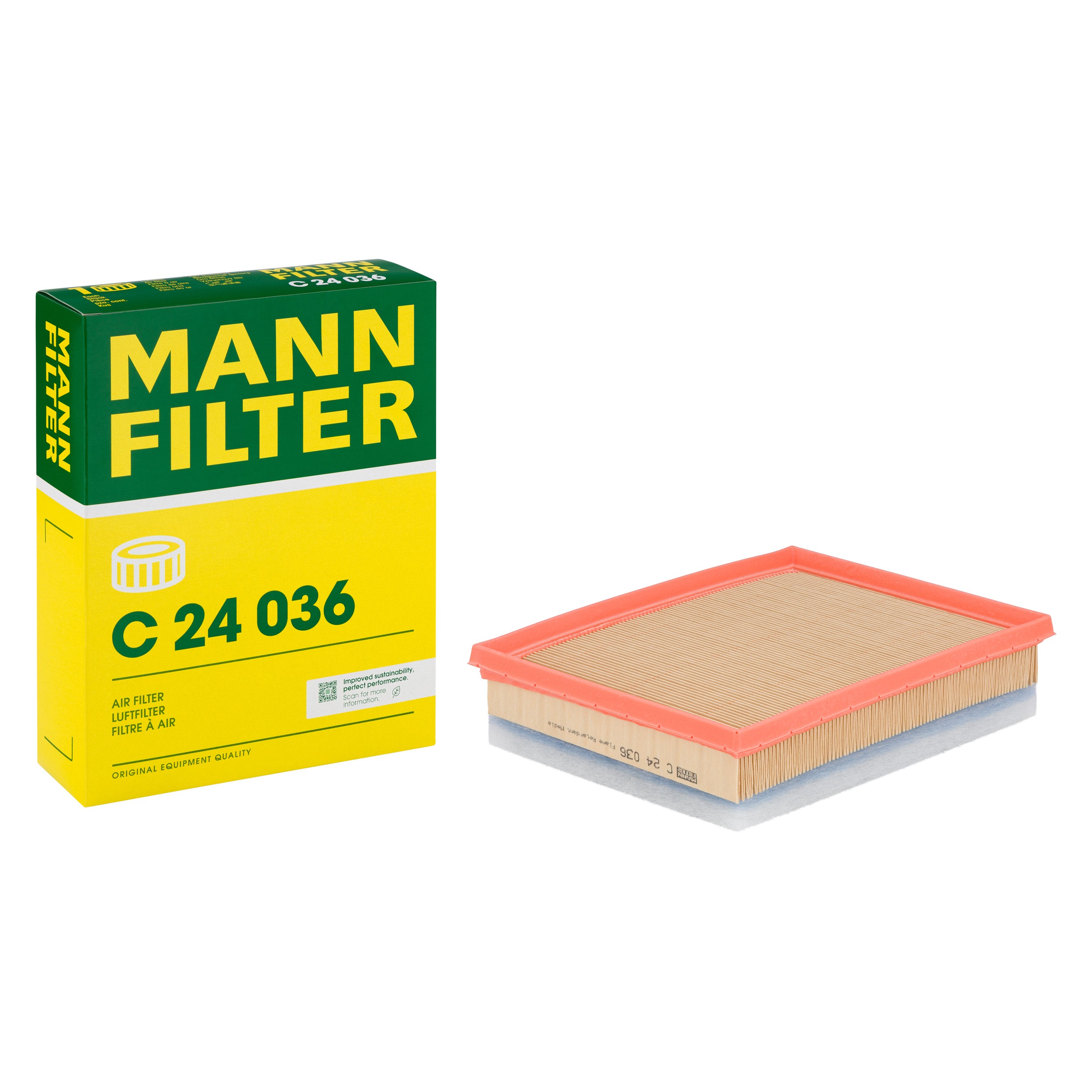MANN-FILTER C 24 036 air filter with its box