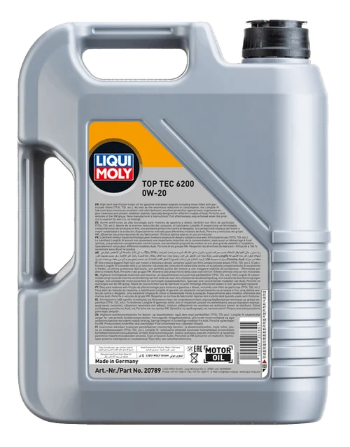 LIQUI MOLY Top Tec 6200 0W-20, verpakking van 5 l, andere hoek