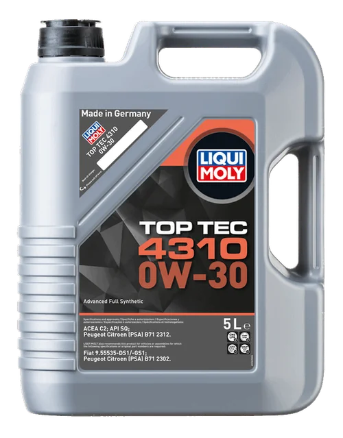 LIQUI MOLY Top Tec 4310 0W-30, verpakking van 5 l, andere hoek