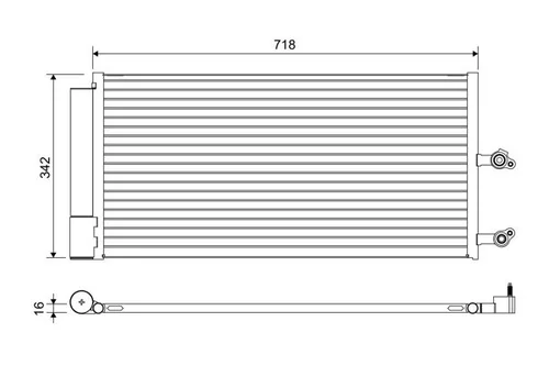 Valeo 822644 A/C condenser, dimension drawing