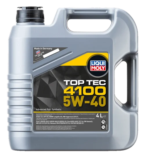 LIQUI MOLY Top Tec 4100 5W-40, verpakking van 4 l, andere hoek