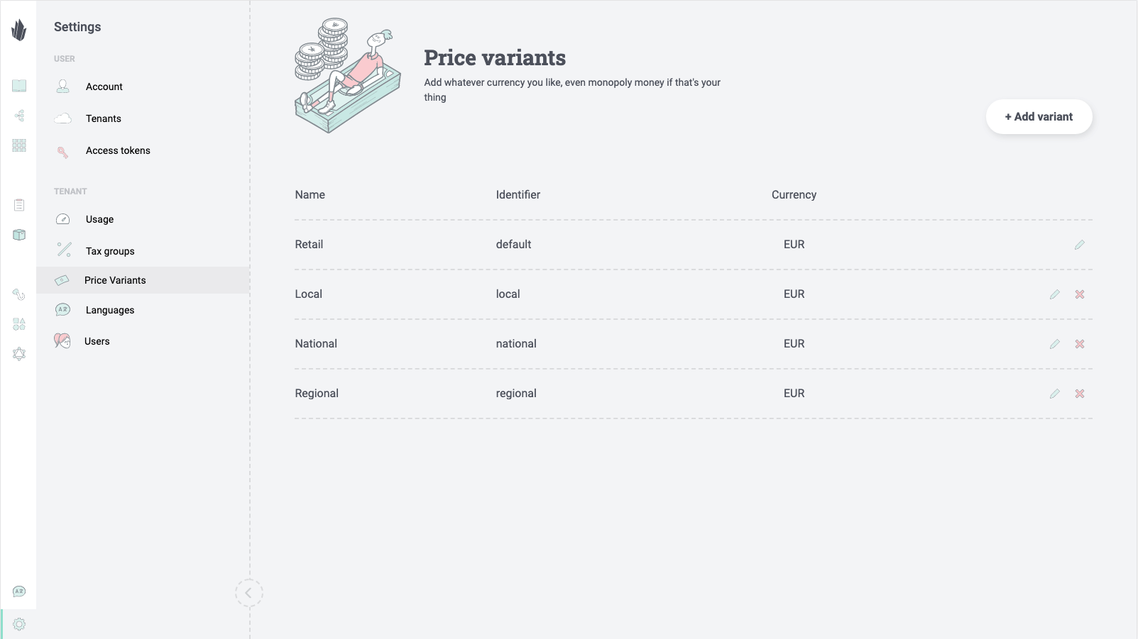 Price variants UI