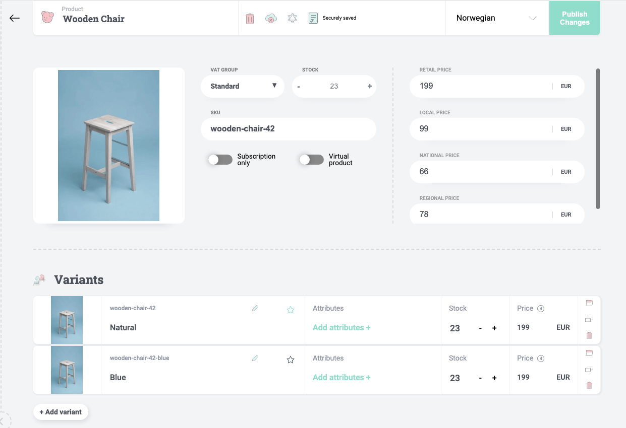 B2B pricing with price variants