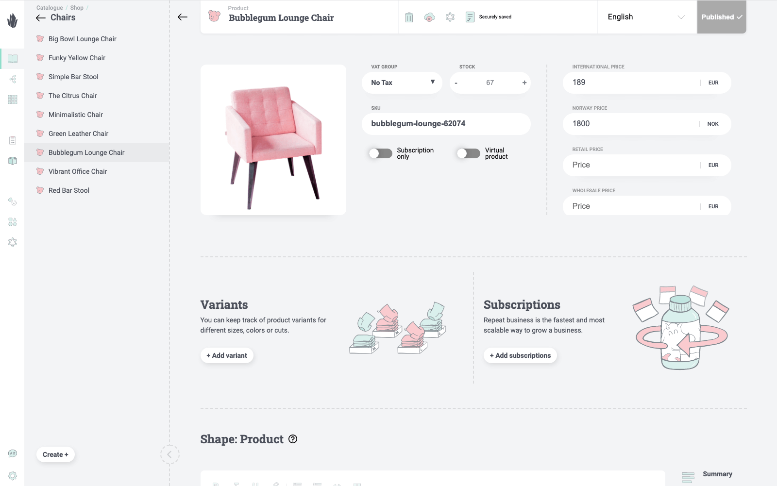 Store products in hierarchical categories