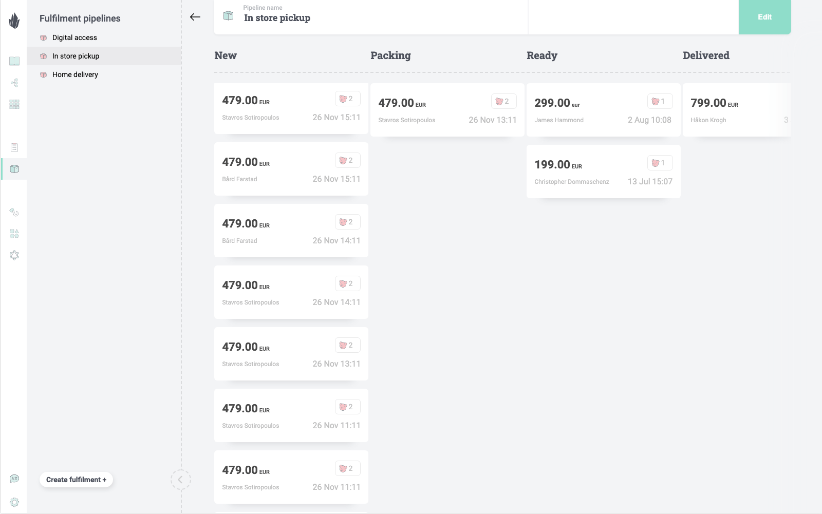 Custom fulfilment pipelines.