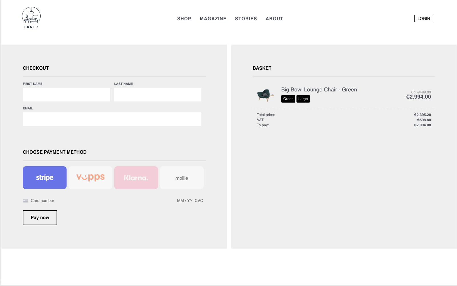 eCommerce checkout with payment.