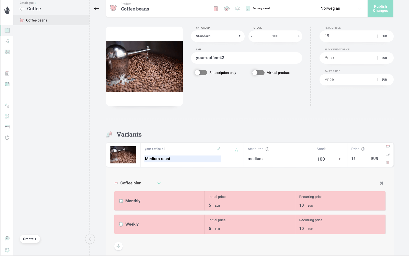 Subscription pricing for physical products.