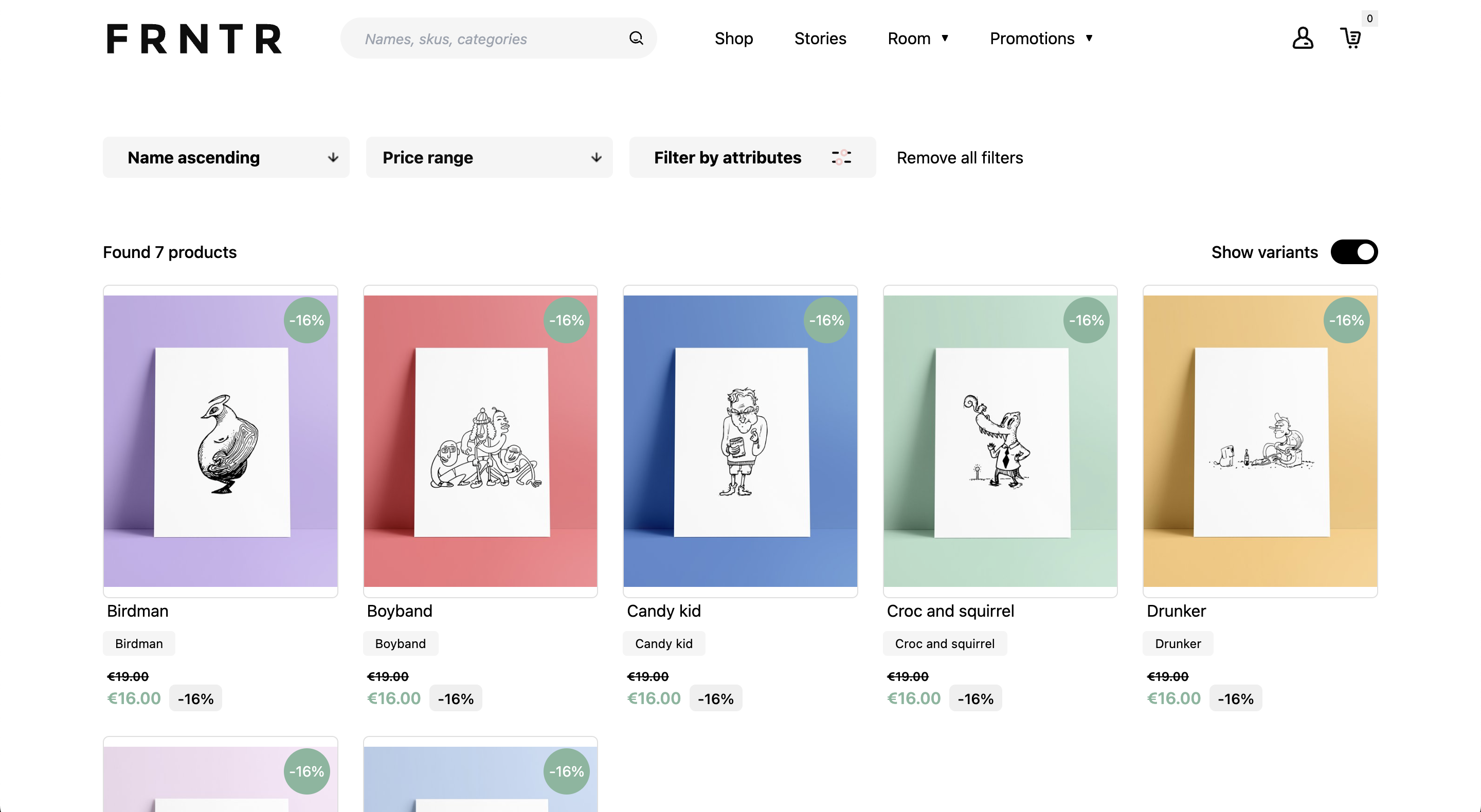 Product filters on category page
