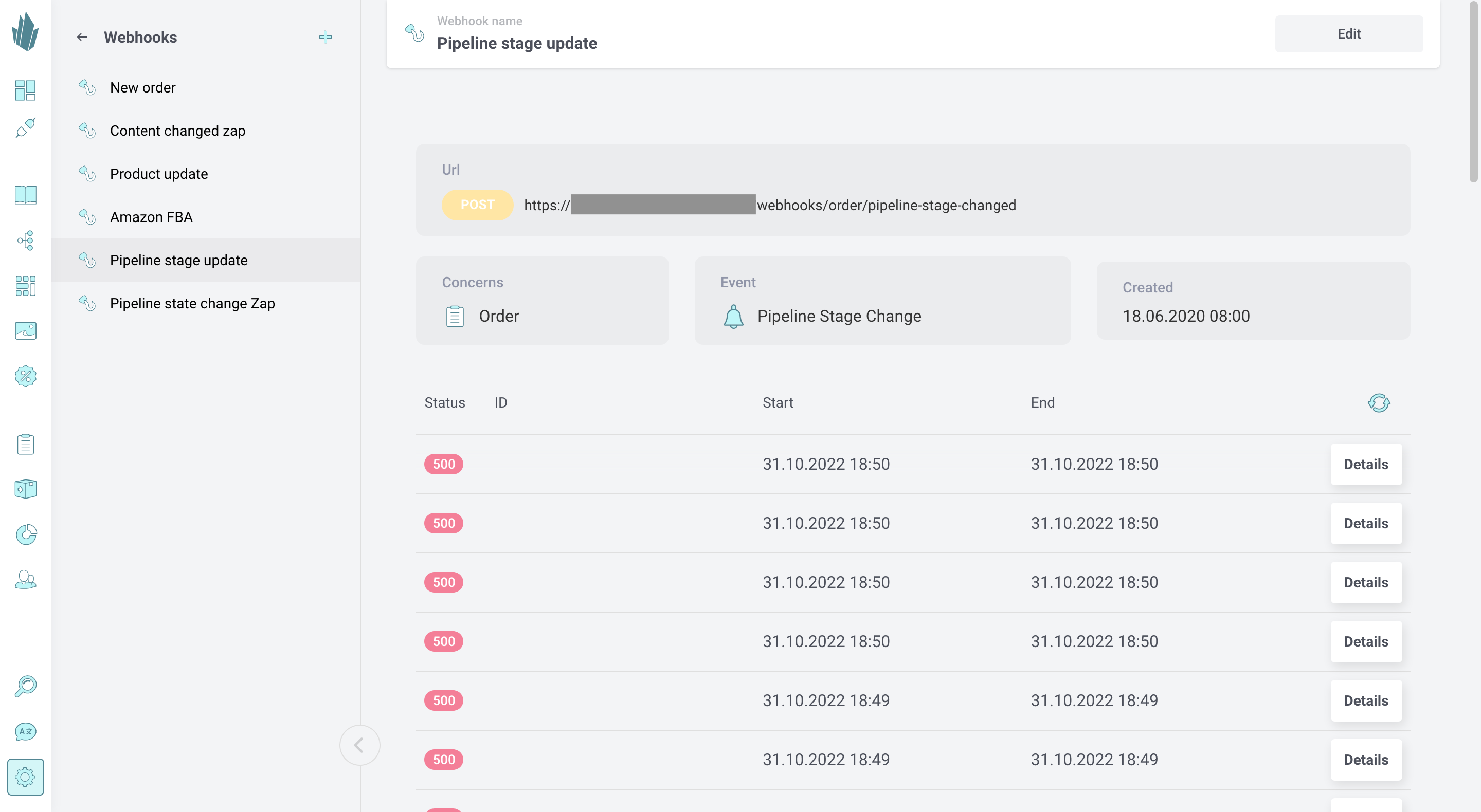 Webhook pipeline state change