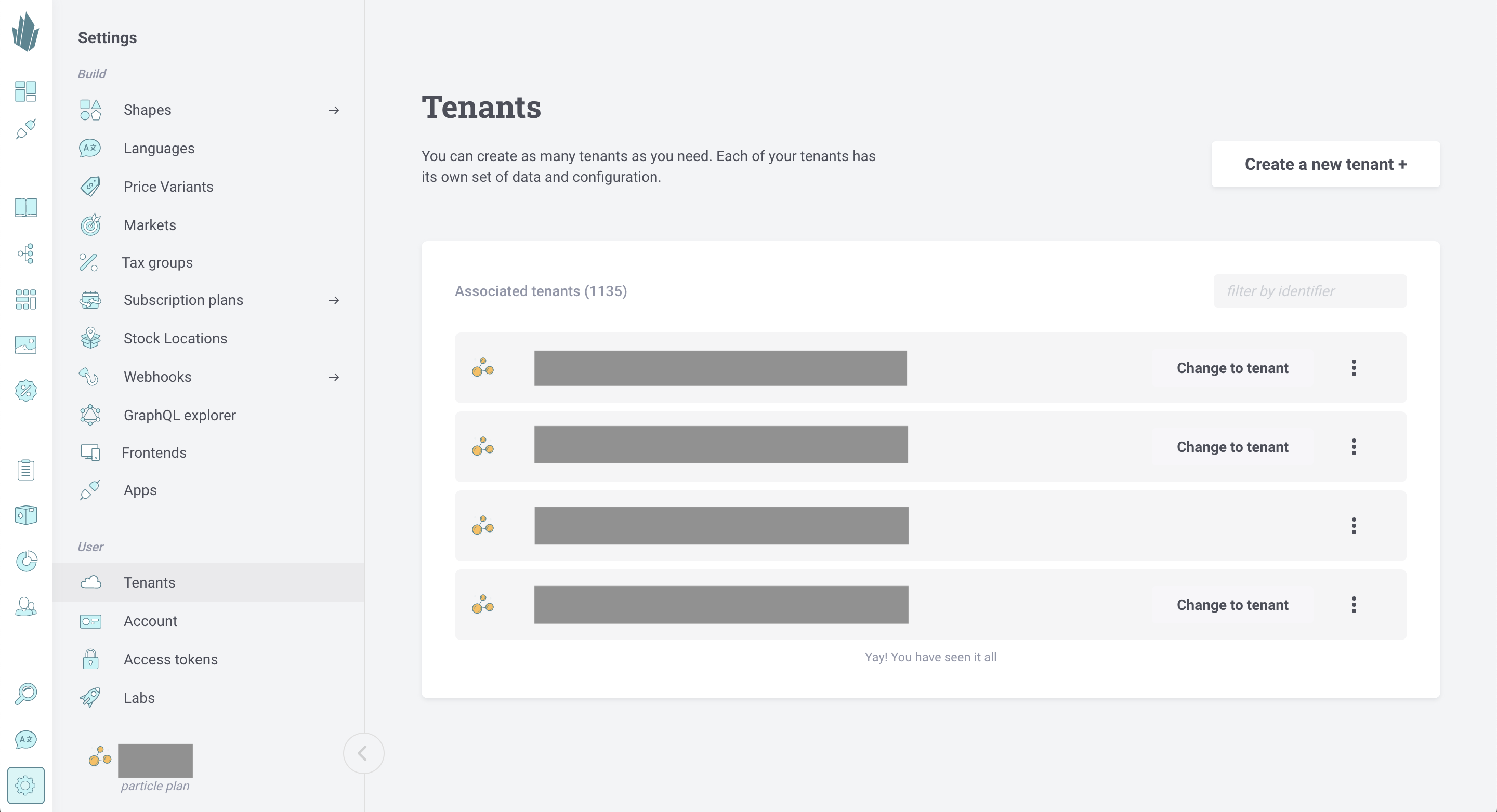 Tenants main screen