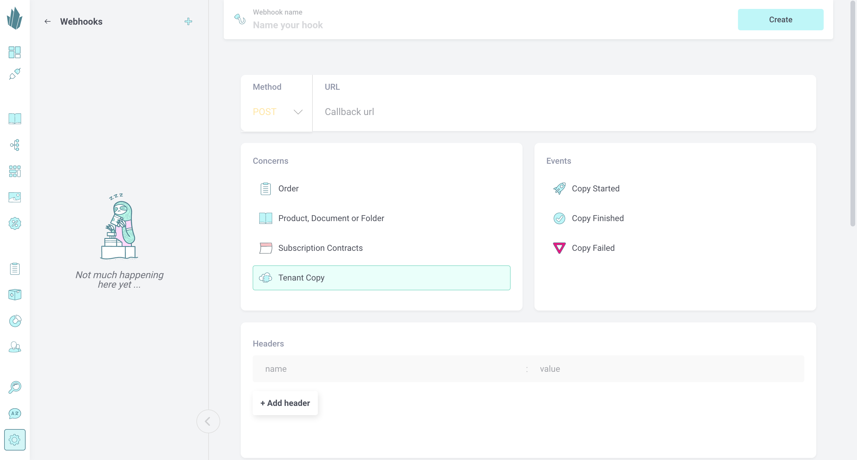 New webhook screen