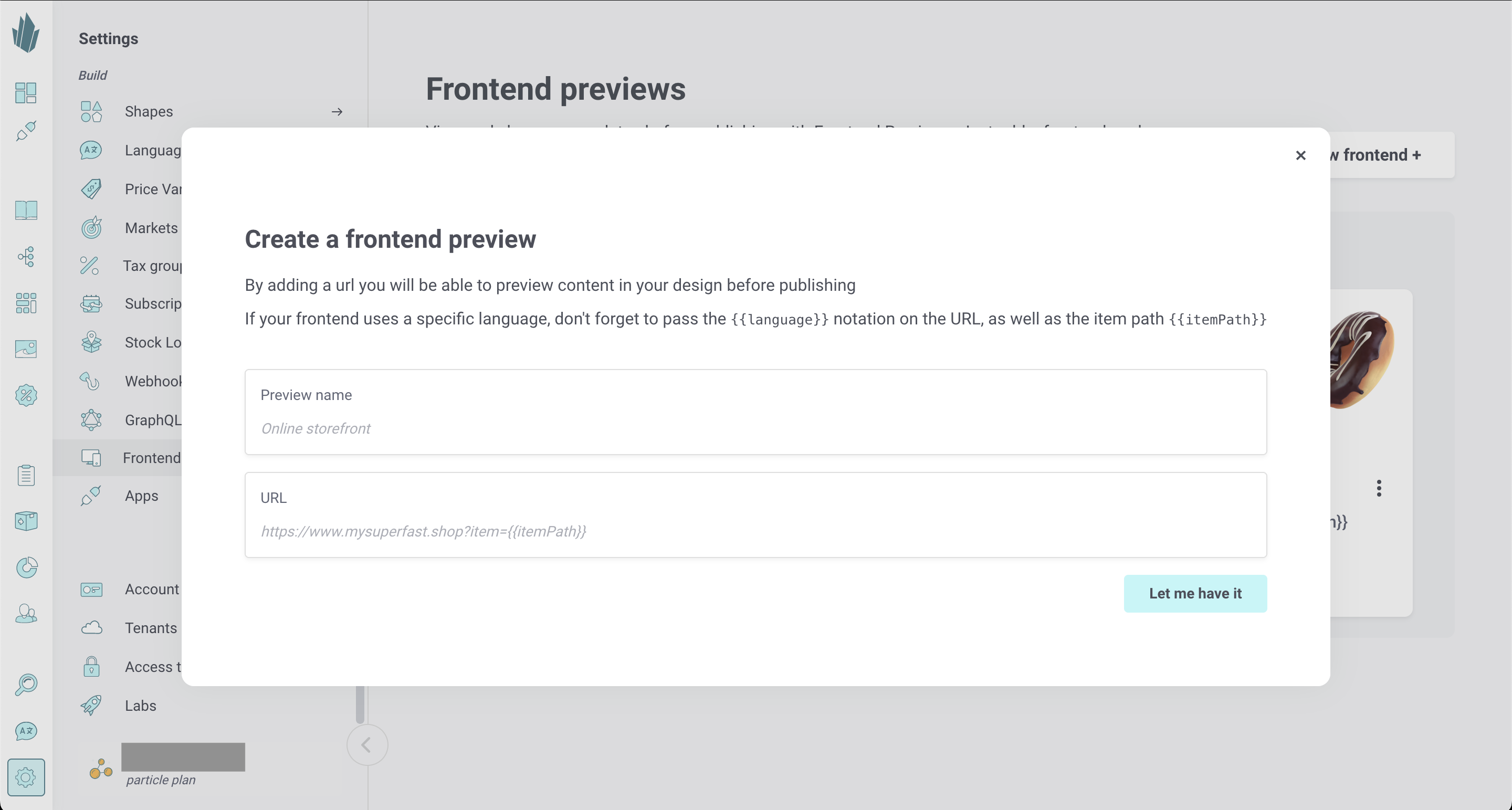 Create frontend preview