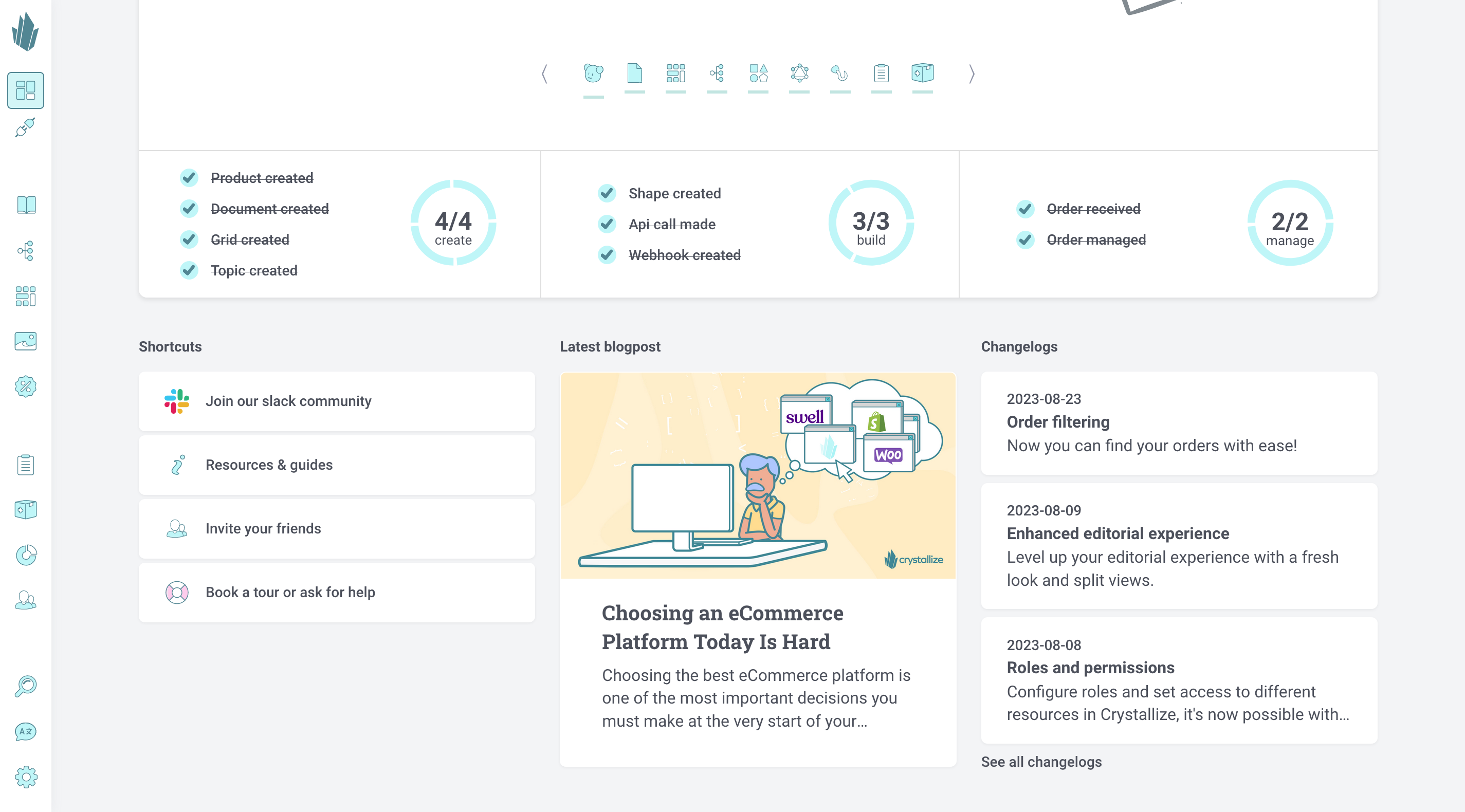 Crystallize dashboard