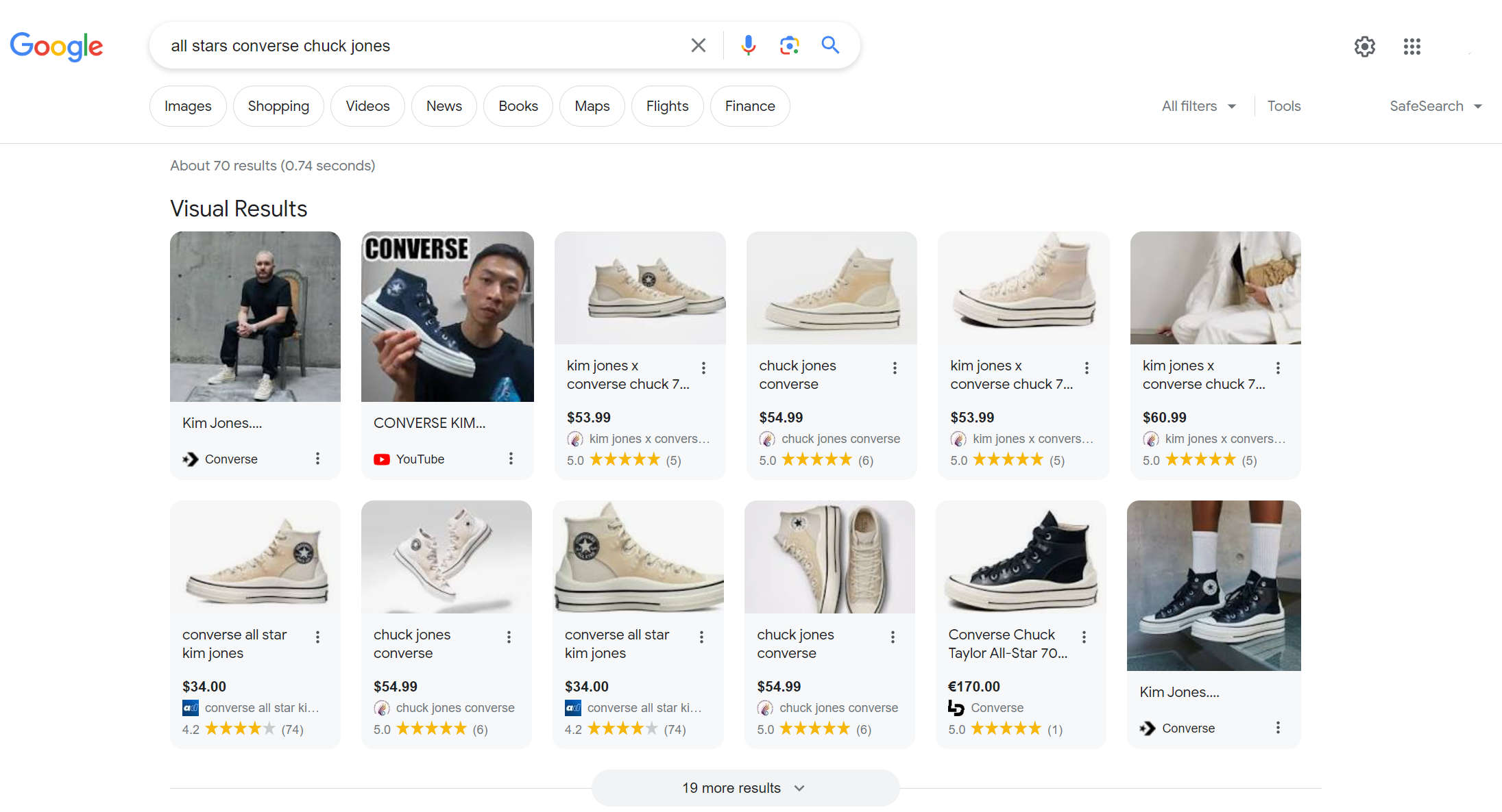 Examples of Structured Content: product search query.