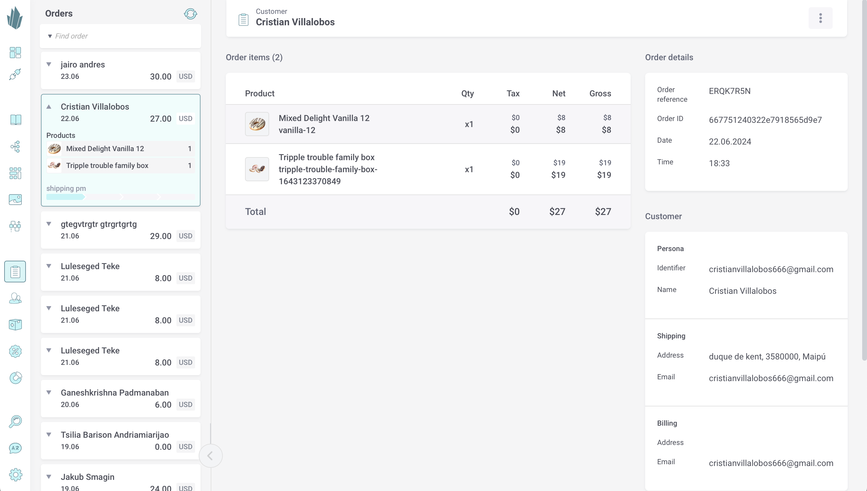 Managing orders from the Crystallize App