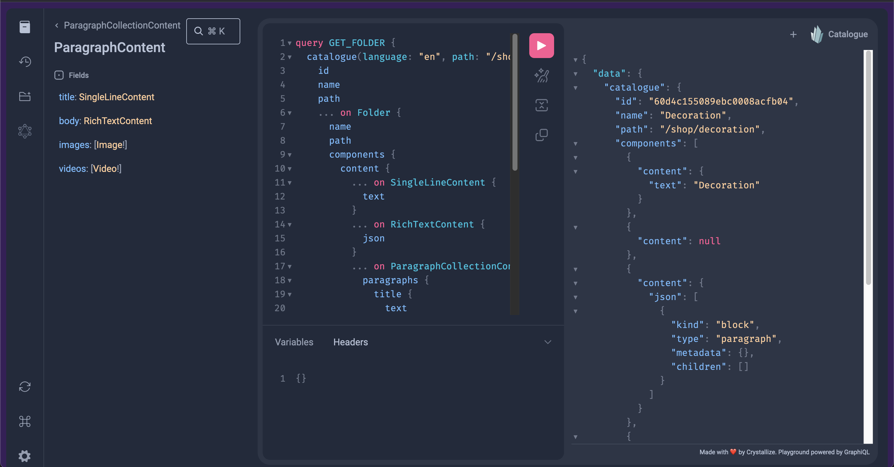 GraphQL playground documentation explorer