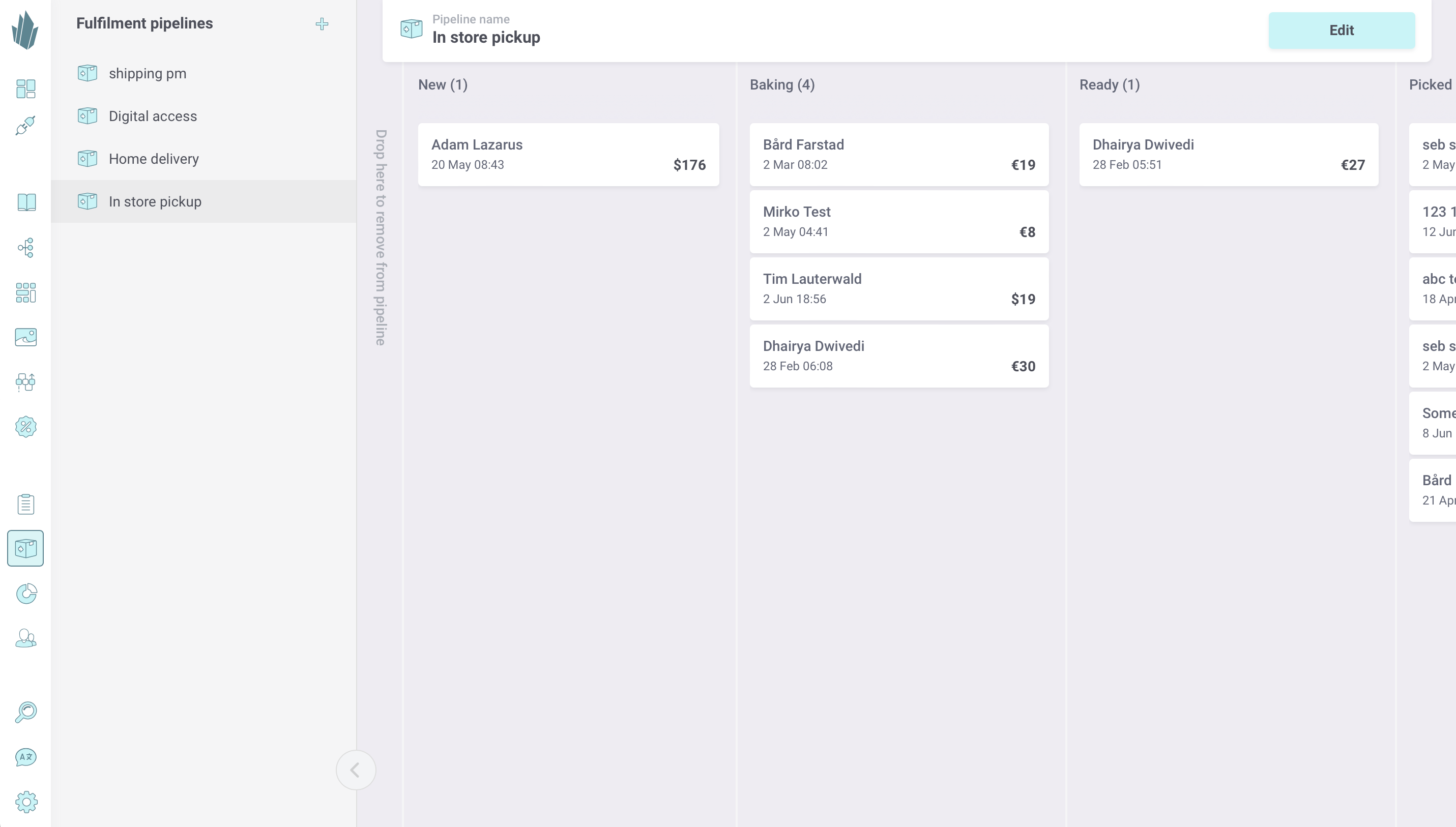 Pipeline main screen