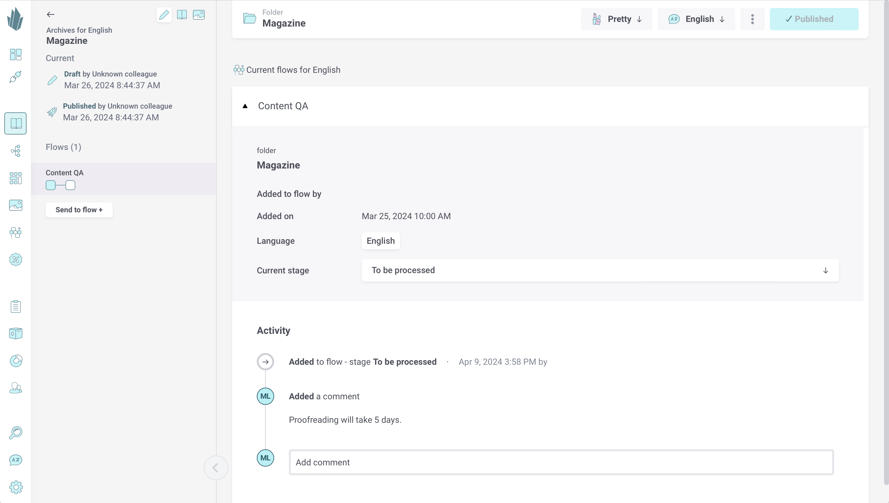 Folder flows view