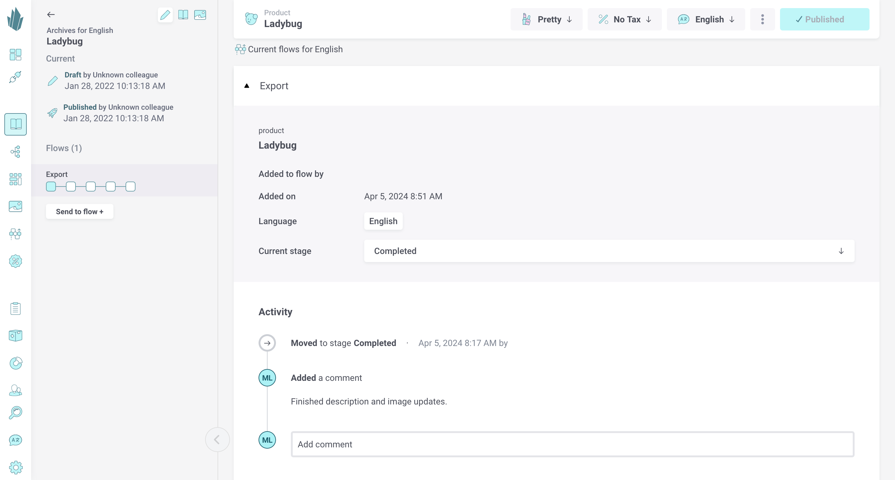 Product flows view