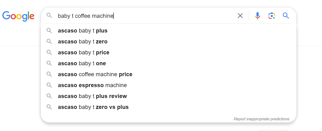 Defining Keywords with Google Suggestions in search option.