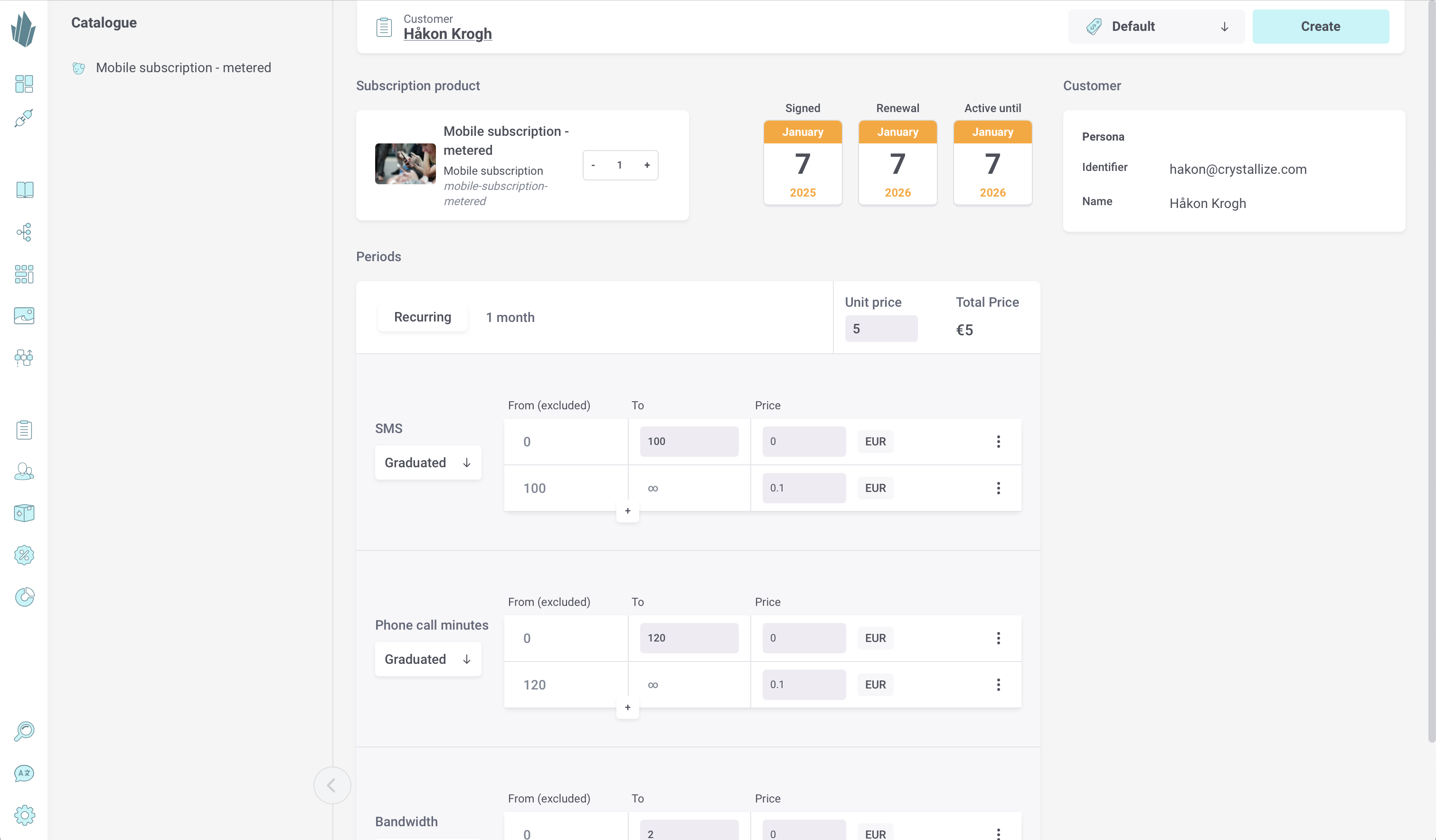 Create subscription contract