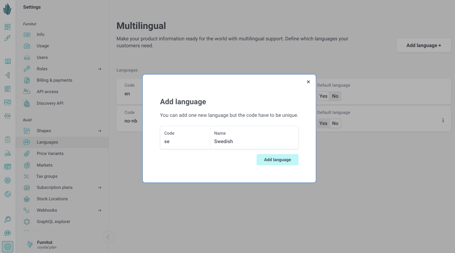 Add language