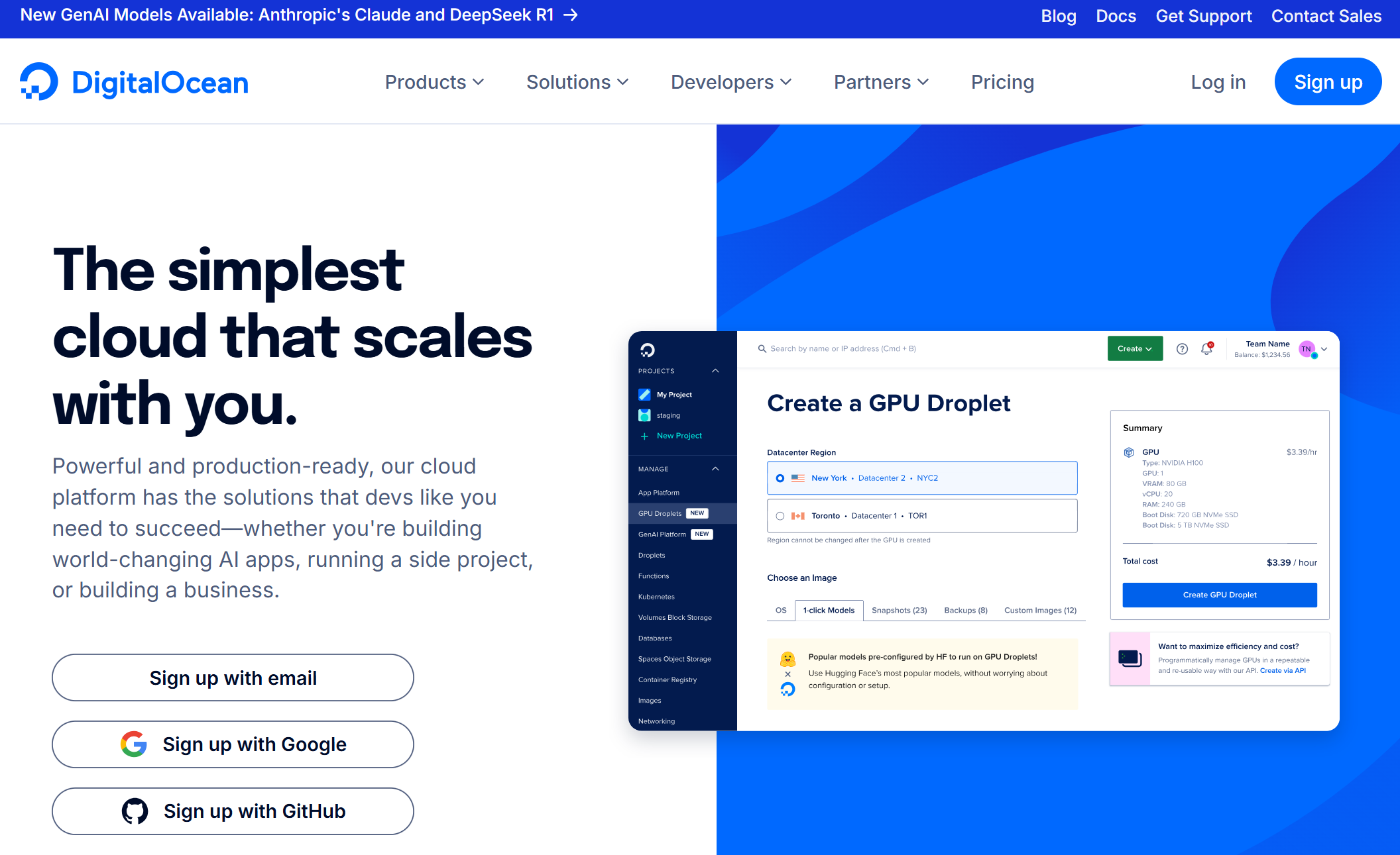 Powerful and production-ready, our cloud platform has the solutions that devs like you need to succeed—whether you're building world-changing AI apps, running a side project, or building a business.