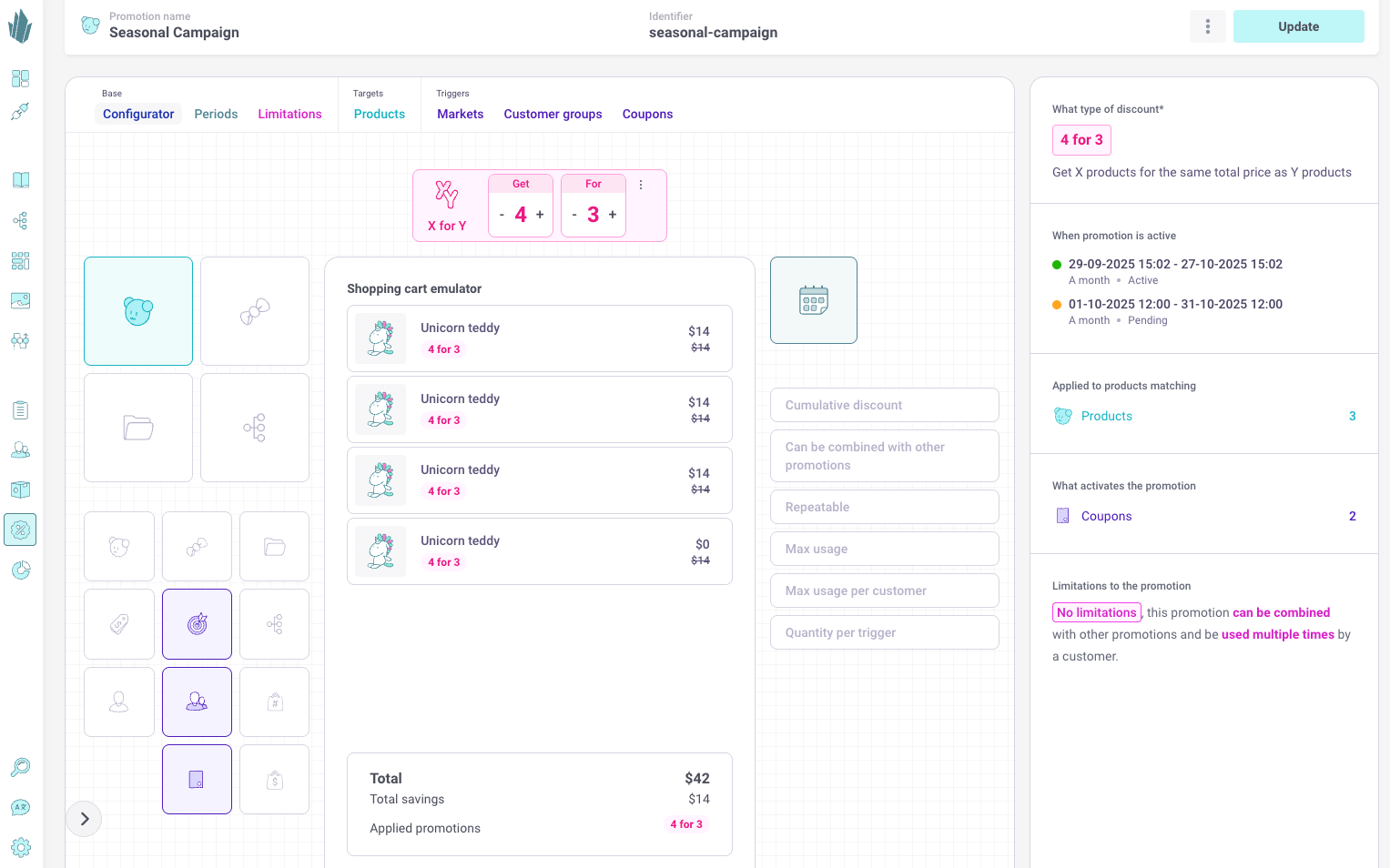 Promotions configuring