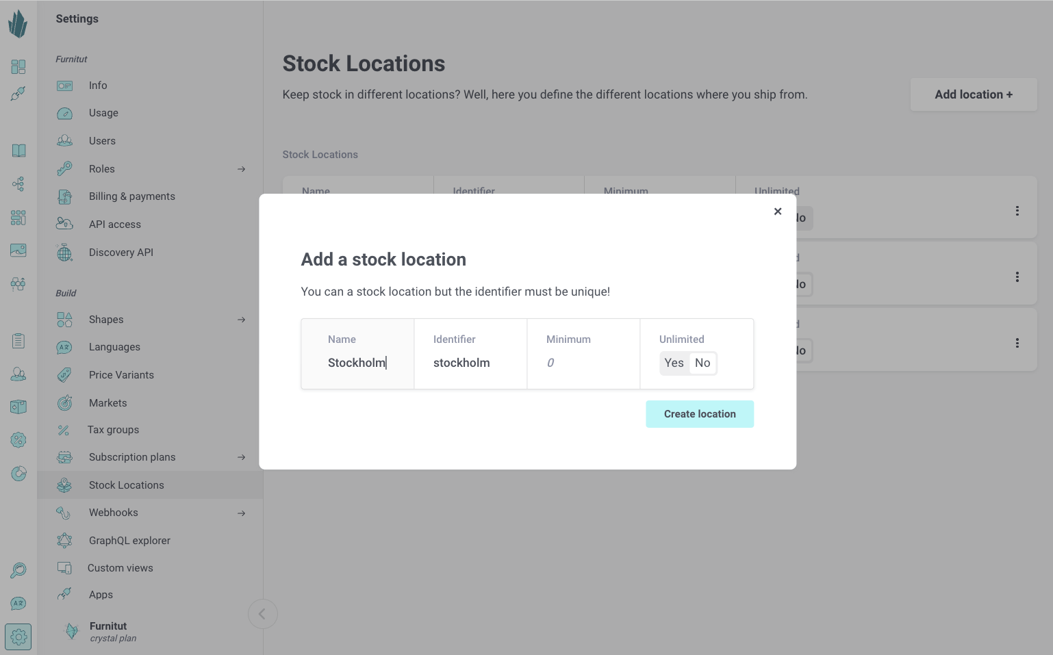 Stock locations