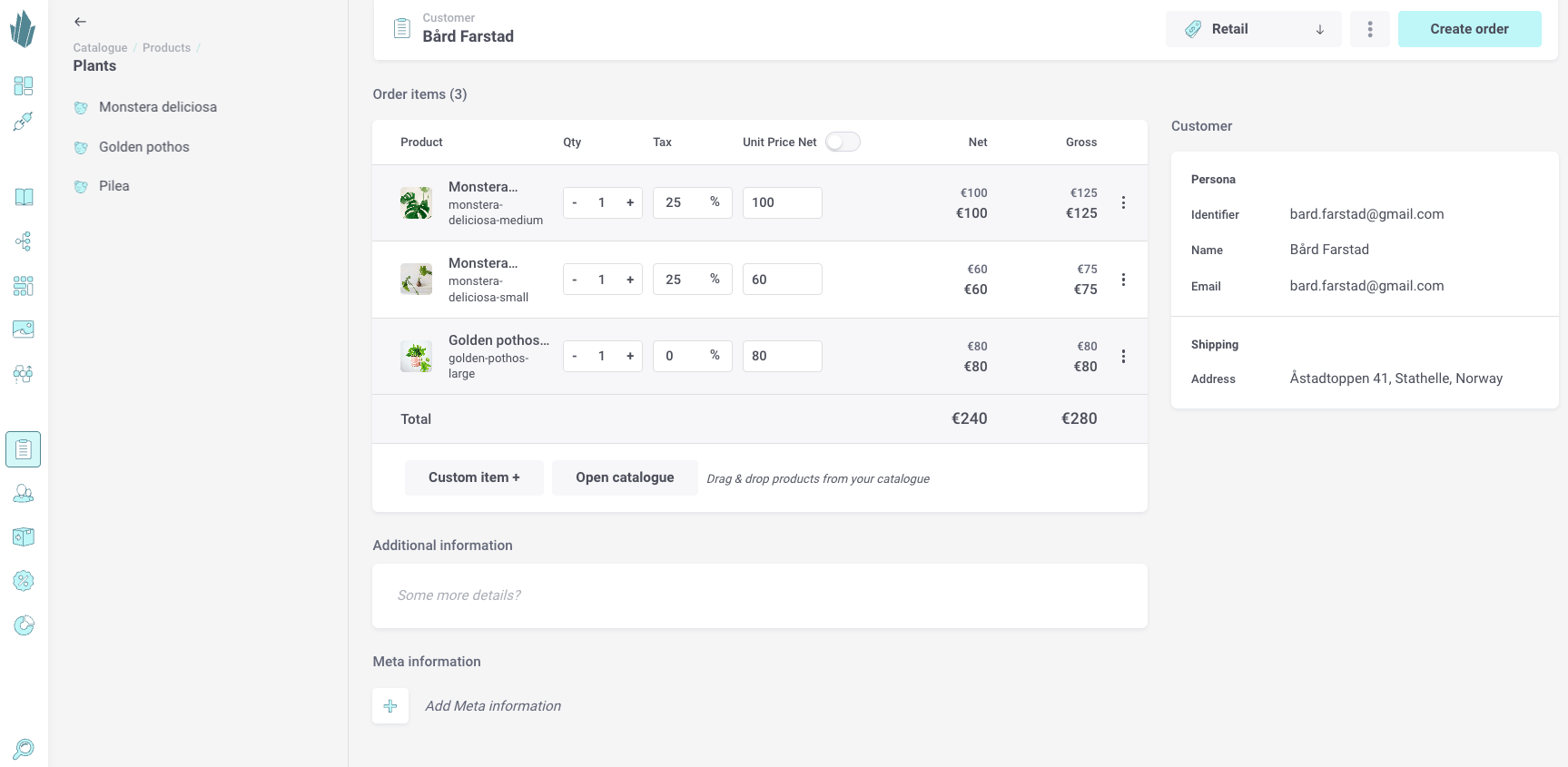 Order create