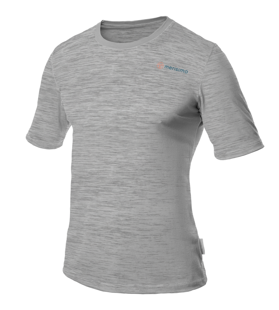 Silnější merino šedá melé krátký rukáv