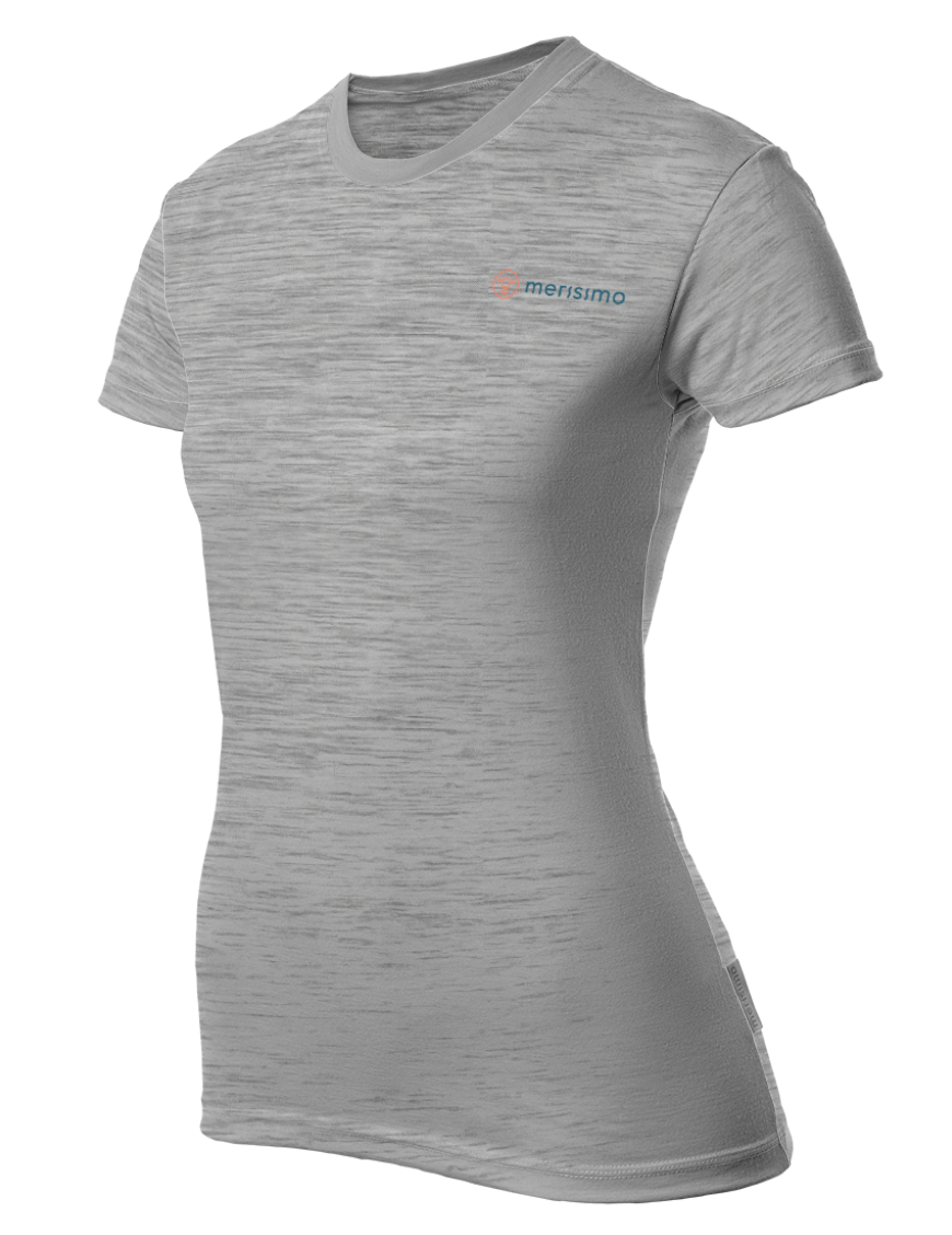 Silnější merino šedá melé krátký rukáv