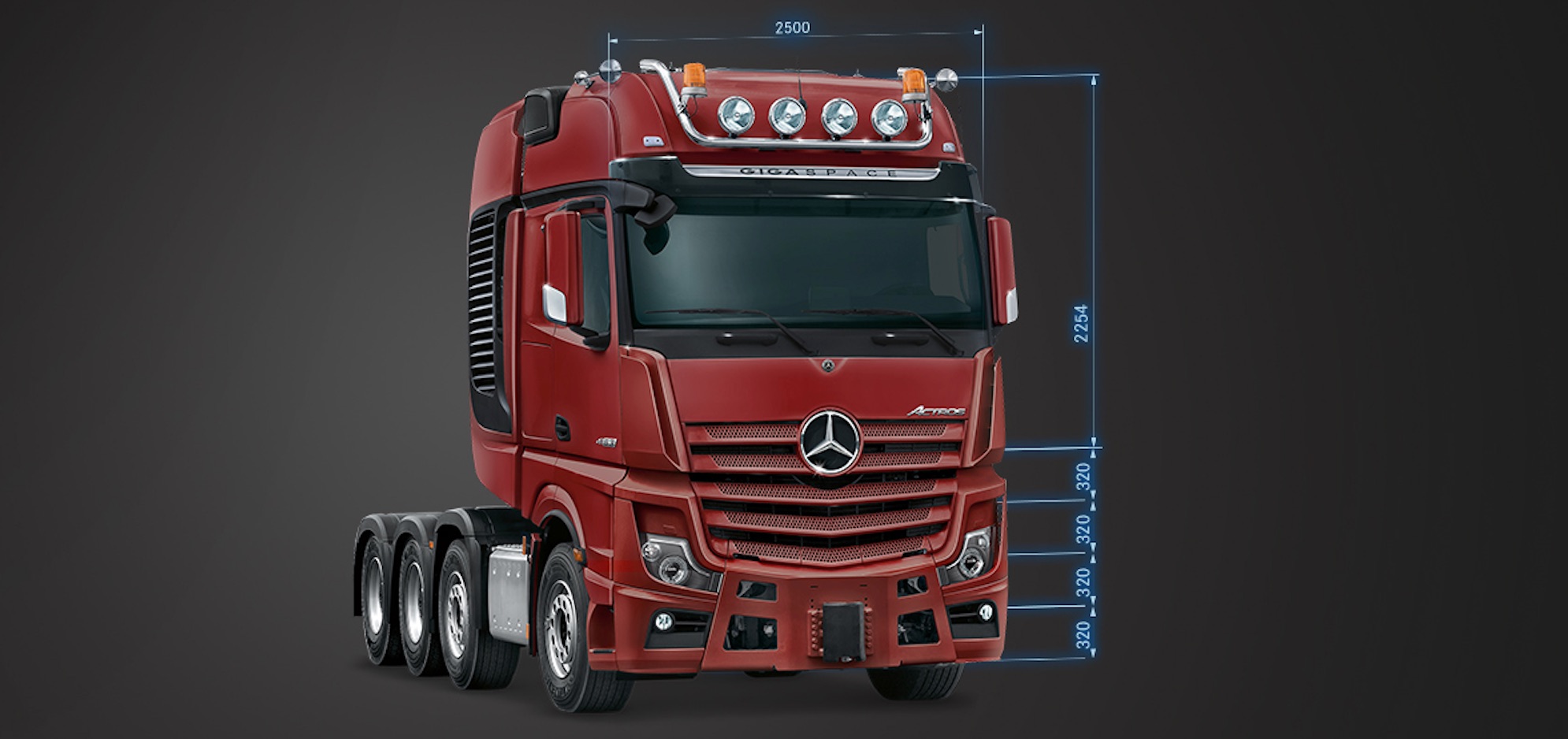 Førerhusvarianter for Mercedes-Benz Actros inntil 250 tonn
