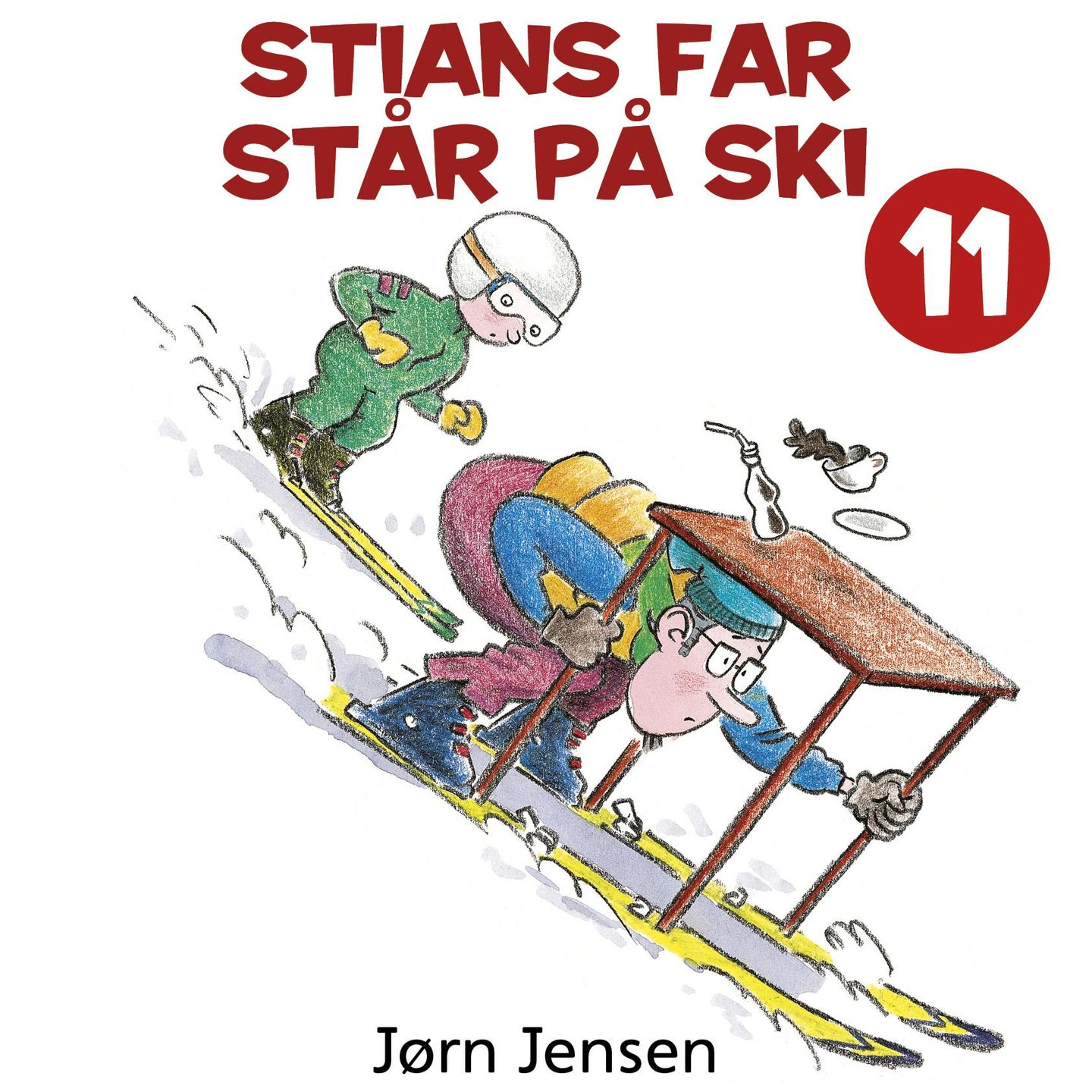 Stians far står på ski